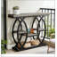 Table d'entrée stable à 4 niveaux, base en métal industriel et plateau rustique pour une décoration intérieure durable et élégante-129239154-129239155-129239158