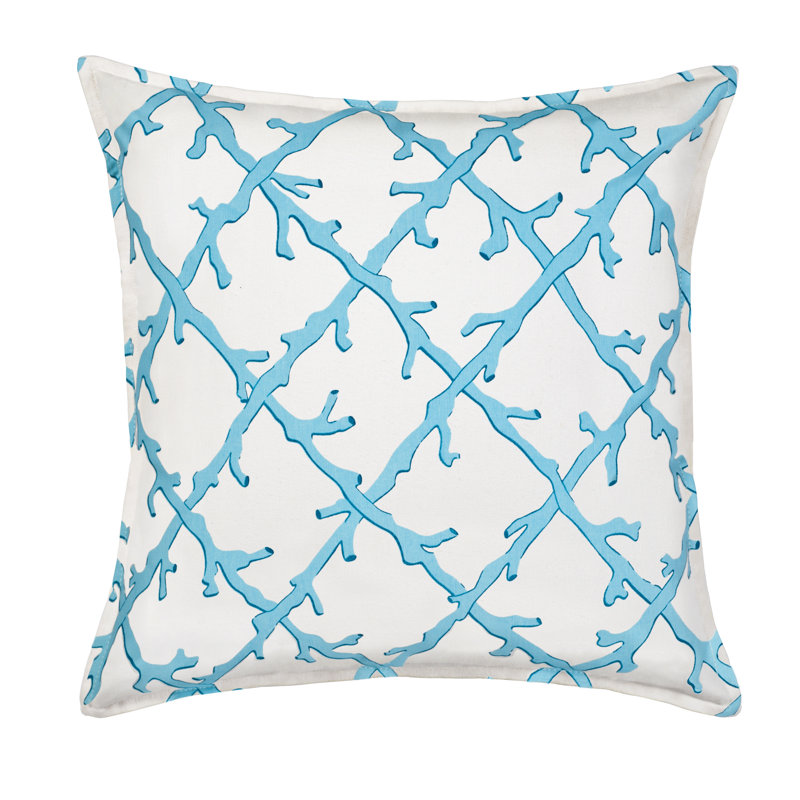  Lattice Cotton Canvas Throw Pillow, Turquoise