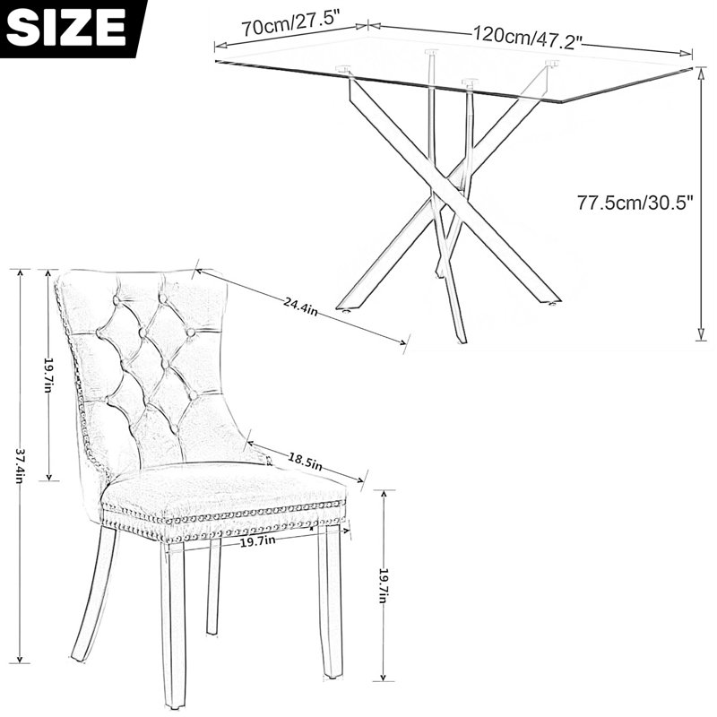 Meachum Dining Set, White/Black/Black, Black