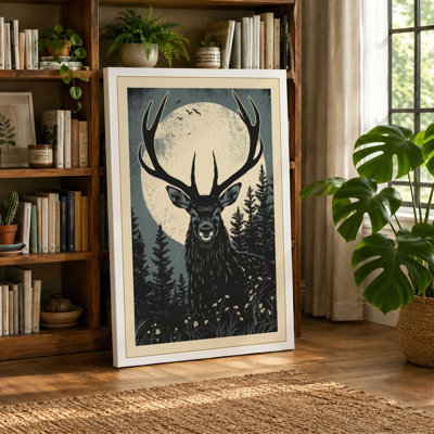 Winter Stag Japandi - Wrapped Canvas