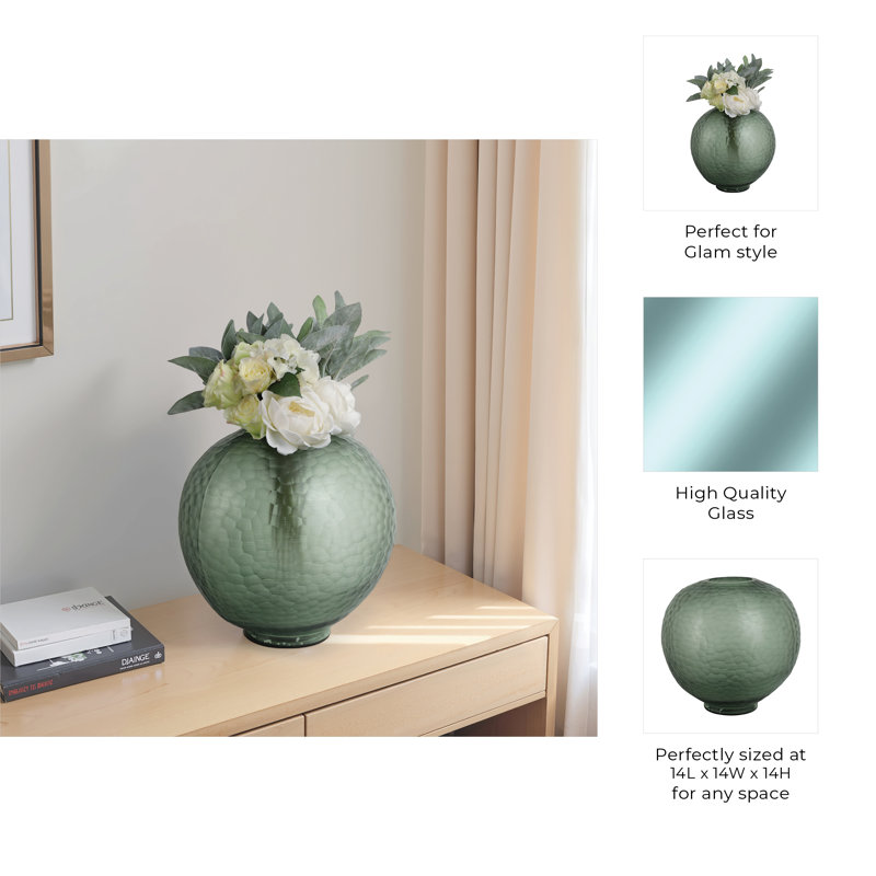 Bastia Handmade Glass Table Vase, Overall Height - 14"