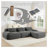 Grey Corduroy Modular L-Shaped Sectional Sofa, No Assembly Required Ergonomic Pet-Friendly Living Room & Bedroom Couch-334133327-334133326
