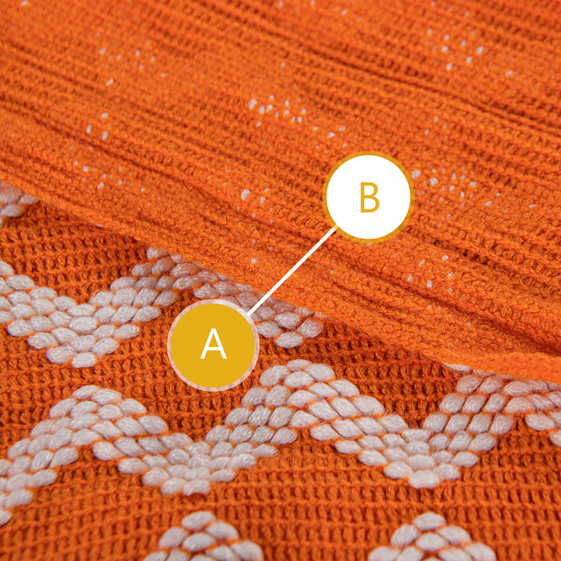 Acrylic Knitted Throw Blanket, Lightweight and Soft with Tassels, Wave - NTBAY, Orange