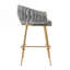 Ensemble de 2 tabourets de bar 26 po à hauteur de comptoir, tabouret de bar en velours pour îlot de cuisine avec dossier ondulé à la main, base chromée dorée et repose-pieds (GRIS)-23300469