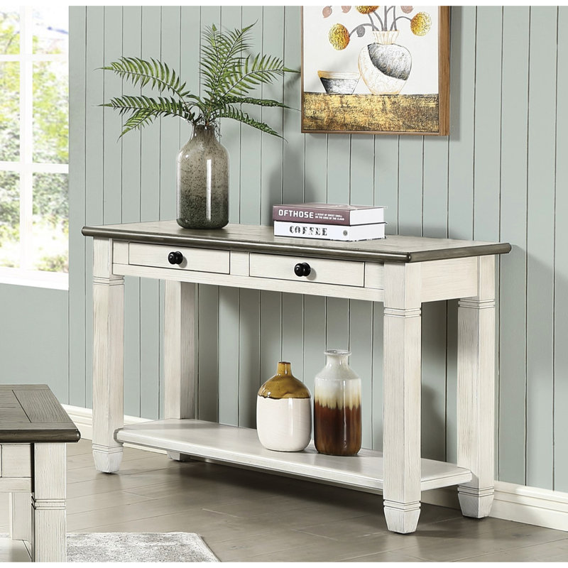 Contemporary Living Room Table With Rosy Brown And Antique White Design Colours, Organized Storage, Antique White