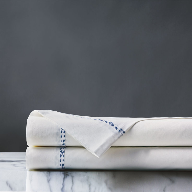 Hampton Egyptian Cotton Percale Flat Sheet, Indigo, Twin Flat Sheet
