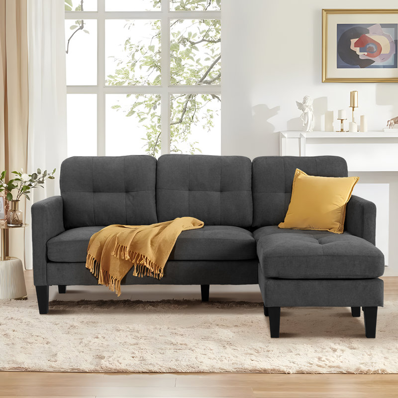 Atiye 74'' Upholstered Convertible Sofa, Gray Linen