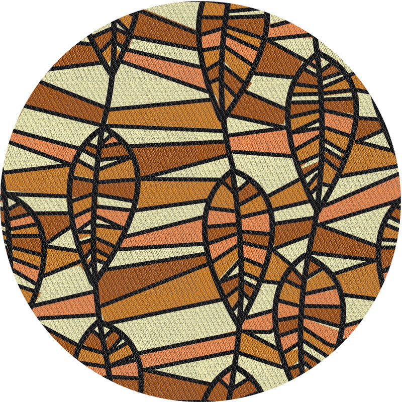 Tapis brun / beige / orange Power Loom, Rond 7 pi