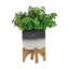 Pot à fleurs en céramique sur support en bois 5 po
