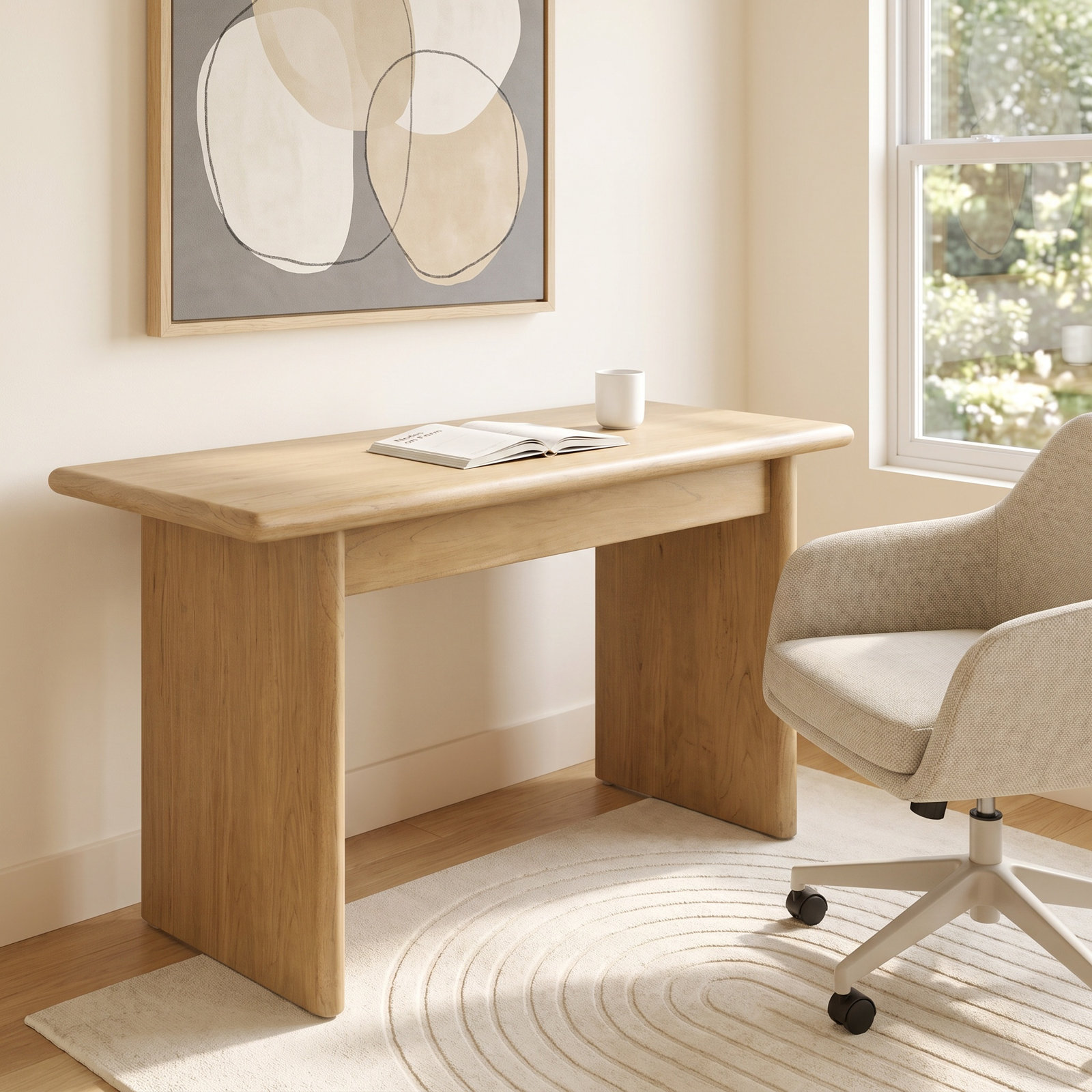 Soleil 50" Writing Desk, Blonde Oak