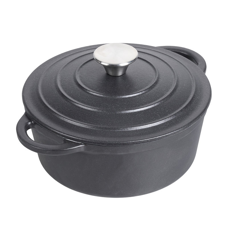Belfry Kitchen Cast Iron Round Dutch Oven, 20cm, Black, 2L
