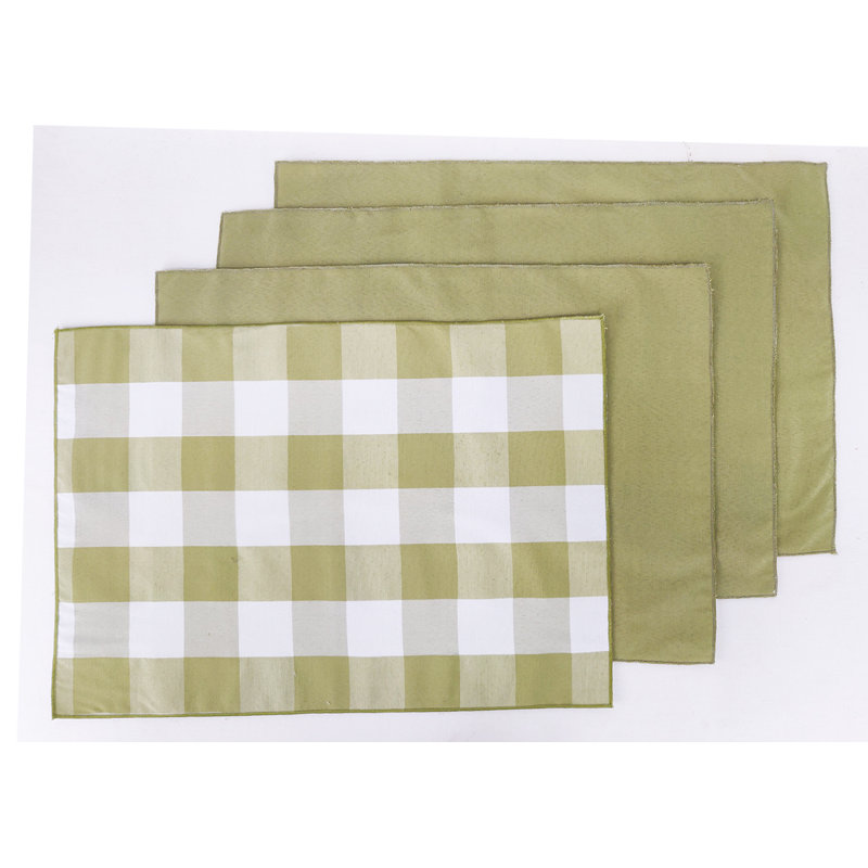 Kellman Polyester Checkered Rectangle Placemat, Lime/White