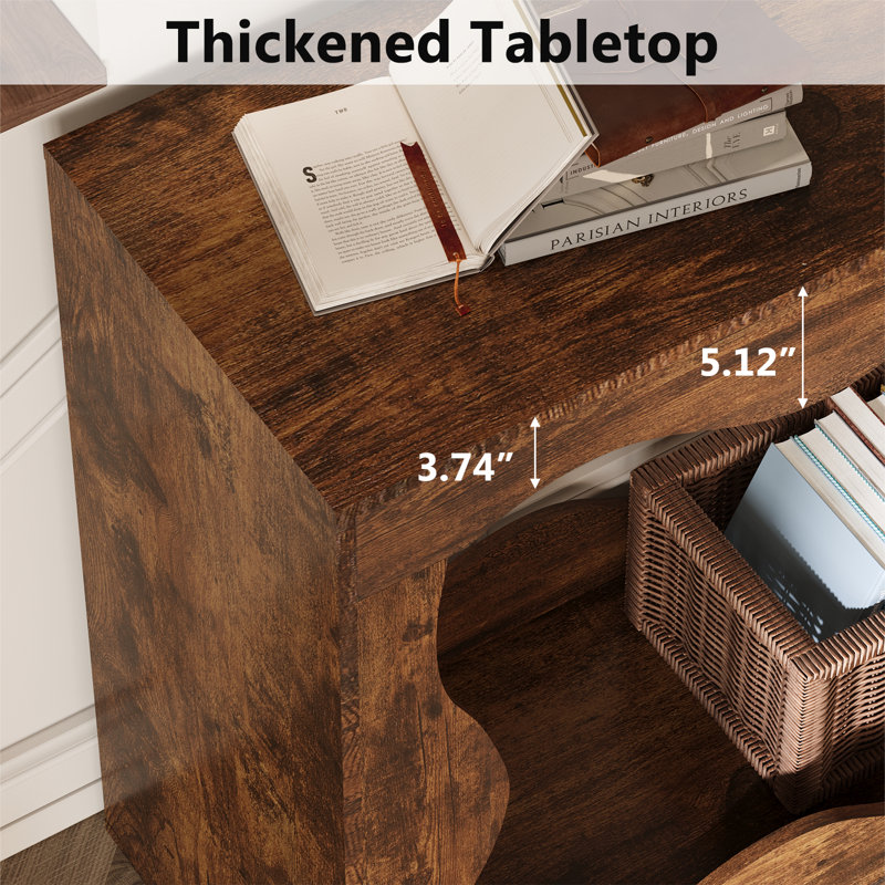 Farmhouse Entryway Table, 63-inch Long Narrow Console Table Behind The Couch, Wooden Curvilinear Sofa Table For Entrance, Hallway, Living Room (rustic Brown)