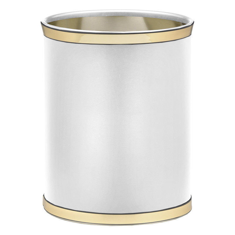 Dyson Open Waste Basket - 3.25 Gallons, White/Polish Gold