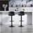 Modern PU Leather Counter Height Barstools With Back, Adjustable Swivel Kitchen Island Chairs, Set Of 2, Armless, Large Base-Black-730995920