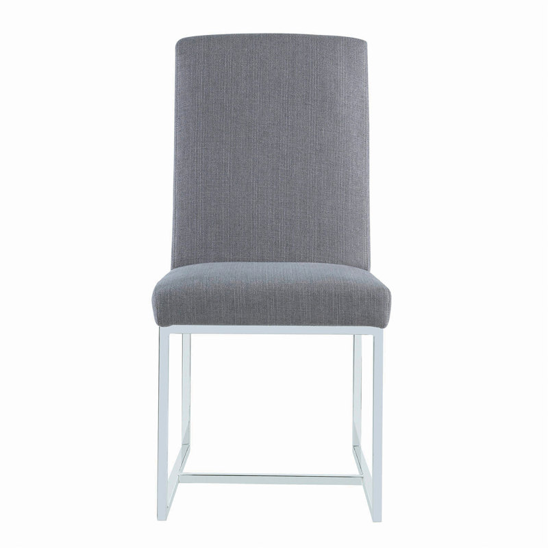 De 2 élégantes chaises de salle à manger avec revêtement gris et structure solide - construction en métal