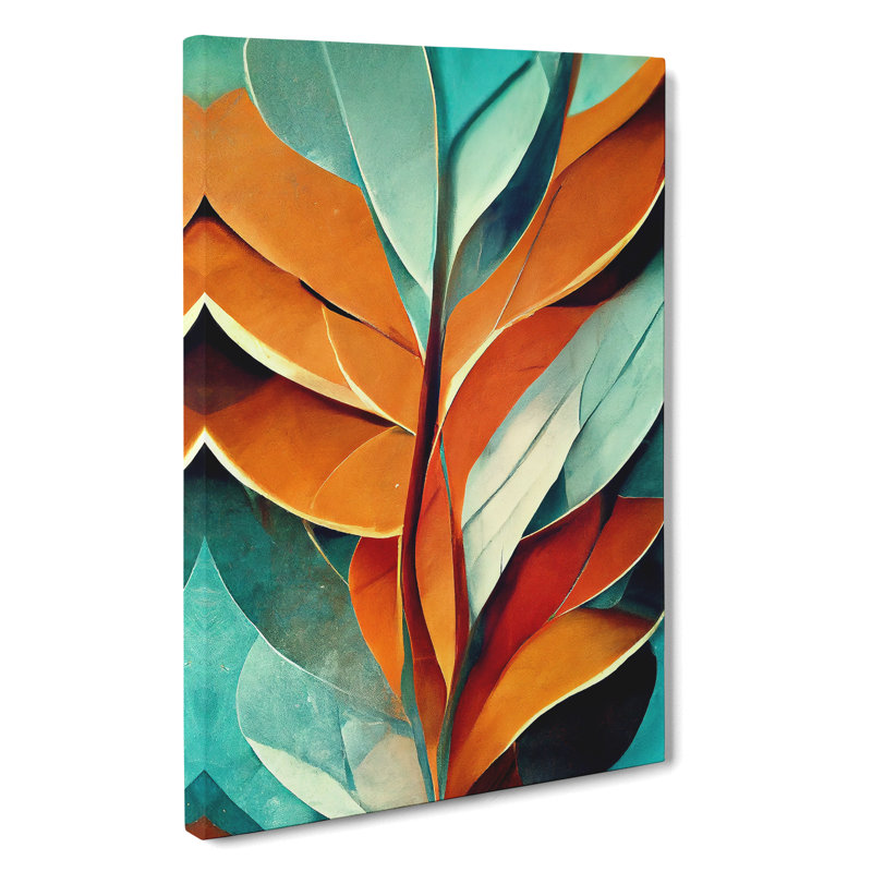 Abstract Leaf Art No.5 - Print, Wrapped Canvas, 60cm H x 40cm W, White