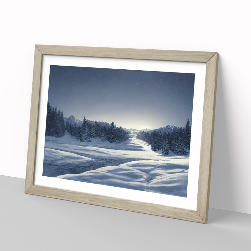 Uplifting Winter Forest - Framed Print, 34cm H x 46cm W x 2cm D, Oak
