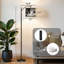 Lampe sur pied à arc avec abat-jour ajustable Lampe sur pied avec palmiers photo noir et blanc 3 températures de couleur Lampe à mât haut avec interrupteur au pied pour la chambre à coucher