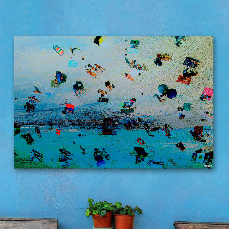 «Beach At Dusk» par Parvez Taj, reproduction d'art sur toile tendue, H 30 po x l 45 po x P 1,5 po