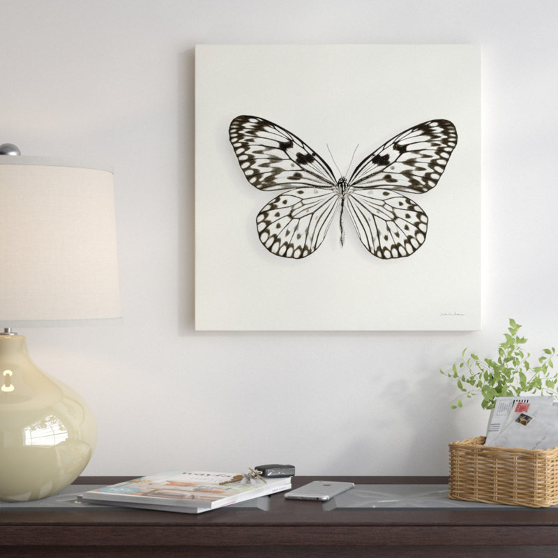 «Butterfly V in B&W», impression sur toile, H 12 po x l 12 po x P 1,5 po, Toile tendue, Pas de tapis