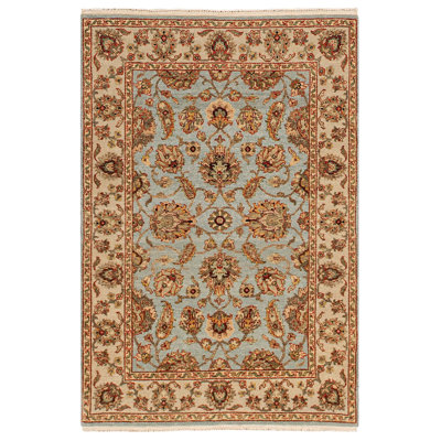 Tapis brun et bleu de haute qualité noué à la main