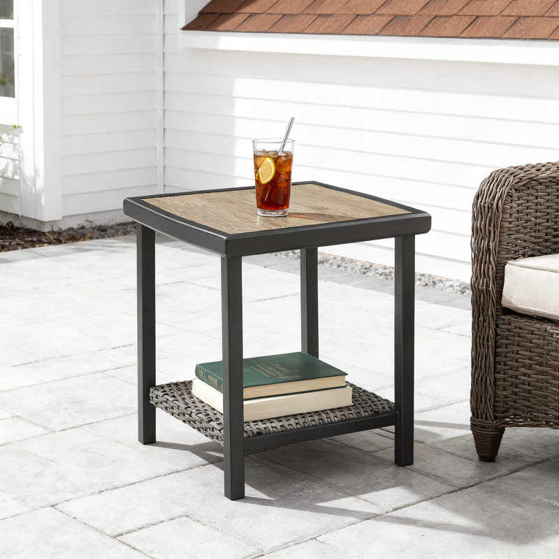 Patio Square 19.5"Lx 19.5"W Wicker Side Table