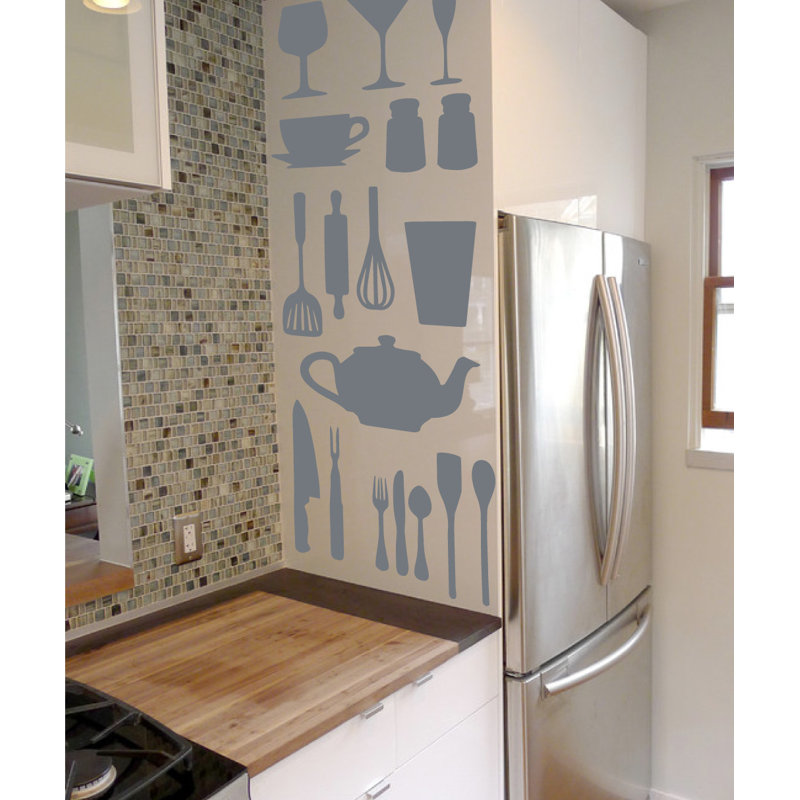Décalcomanie murale de cuisine, Gris orage, H 37 po x l 29 po x P 0,01 po