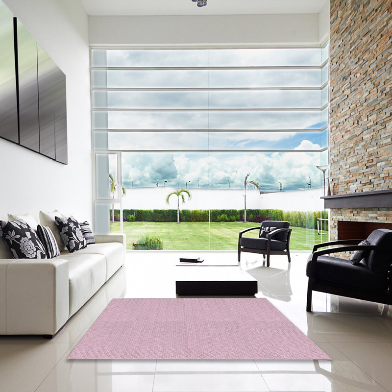 Tapis rose tissé à la machine, Carré 5 pi