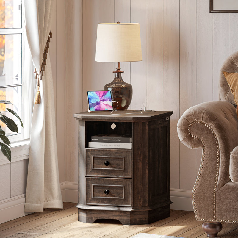 2-Drawer Nightstand, Brown