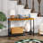 Vivian Console Table No Drawer – Rustic Golden Brown with Herringbone Wood Top & Iron Legs
