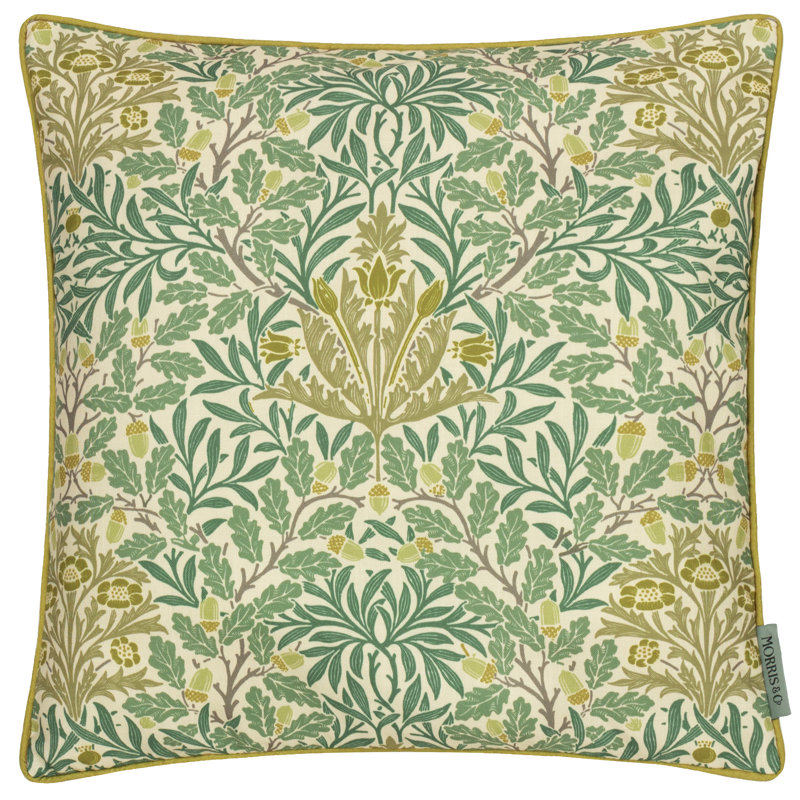 Multi Acorn Indoor / Outdoor Floral Square Cushion Cover, Yellow