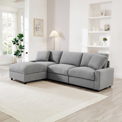 Modular Sectional Sofa with Storage, L-Shaped Couch for Living Room