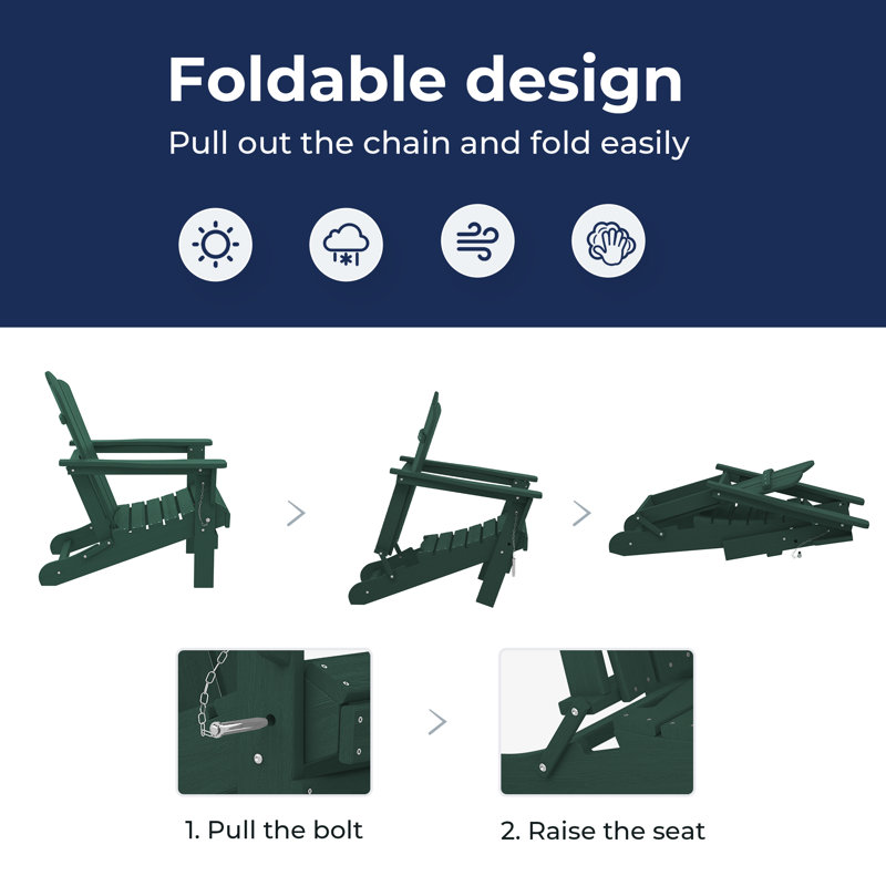 Chaise Adirondack pliante en plastique Delman, Vert foncé