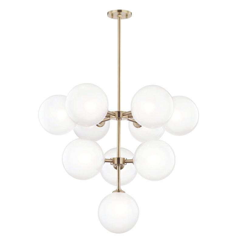 Salonko 10 - Light Tiered Chandelier, Aged Brass