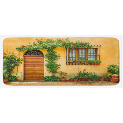 Tapis de cuisine porche avec différentes fleurs et plantes vertes fraîches City Life In Tuscany
