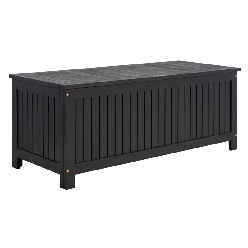 Safavieh Abri 47.6'' W Water Resistant Solid Wood Eucalyptus Deck Box, Black