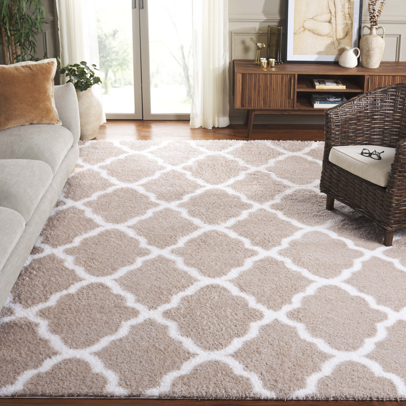 Tapis beige / blanc Daneshia, Rectangle 8 pi x 10 pi