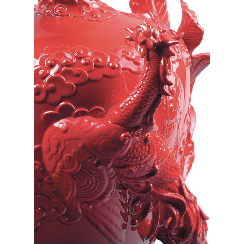 Red/Black 12.6" Porcelain Table Vase