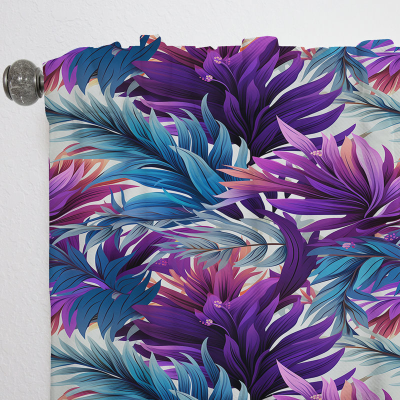 Motif tropical Palm Reverie - Rideau tropical - Velours obscurcissant - 1 panneau, L 52 po x L 84 po