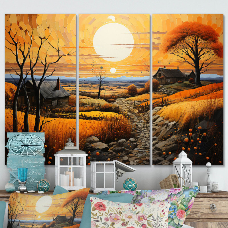 Ensemble de salon Farm Gold Harvest Pastoral II - Paysages en métal