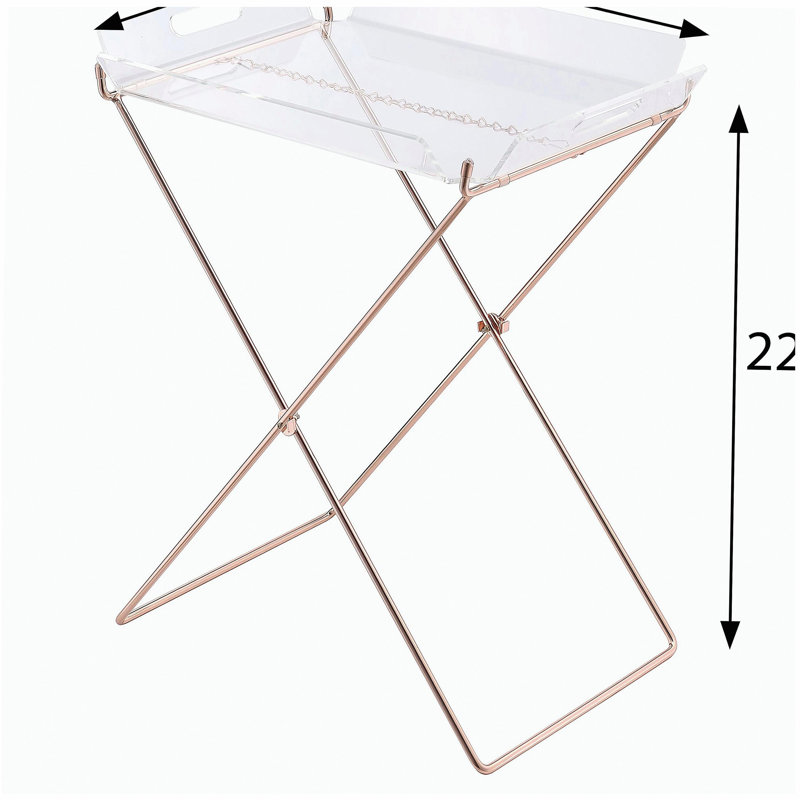 Table-plateau Cercie, finition acrylique transparente et cuivre