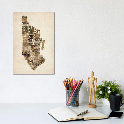 New York Map III by Michael Tompsett - Wrapped Canvas Print