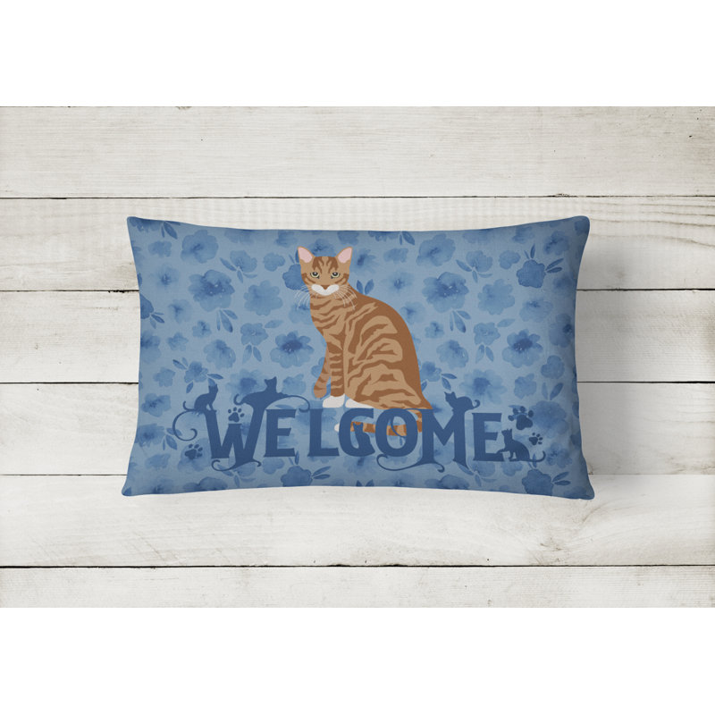 Coussin lombaire à patchwork intérieur/extérieur toyger chat welcome 