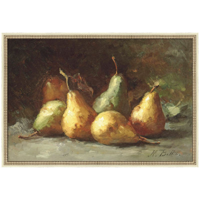 «Pears» par Hubert Bellis par Nostalgia Prints, reproduction d'art sur toile encadrée