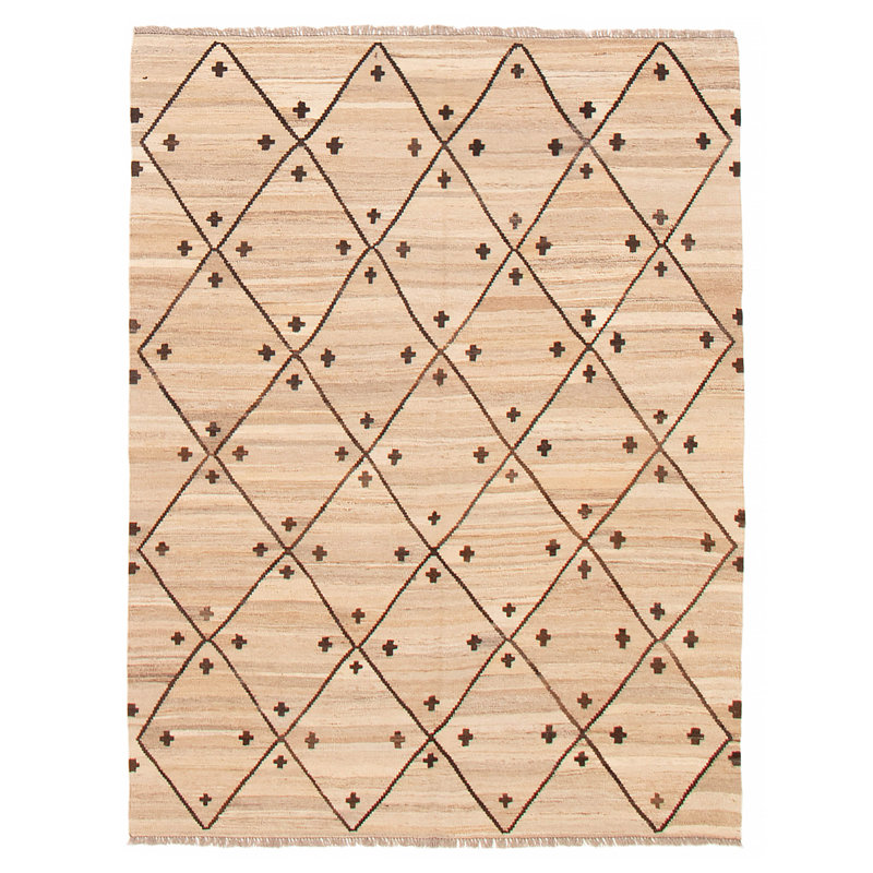 Tapis unique en laine nouvel âge rectangulaire 5 pi 2 po x 6 pi 11 po beige