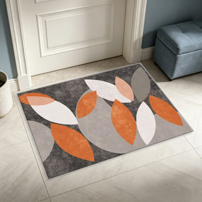 Tapis orange à motif de feuilles abstraites de 1 pièce, élégant tapis décoratif polyvalent, facile à nettoyer et à entretenir, pièce de mobilier idéale pour la chambre à coucher, le salon, le couloir, le vestibule, le dortoir et le bureau afin de rafraîchir l'ambiance intérieure de votre maison