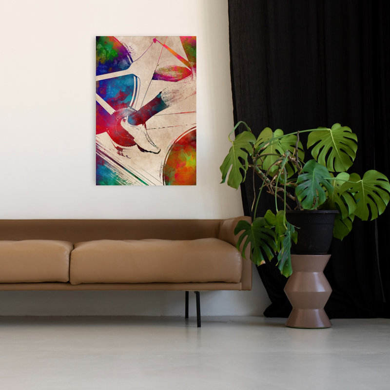 «Vibrant Cycling Action», art mural contemporain, H 48 po x l 32 po