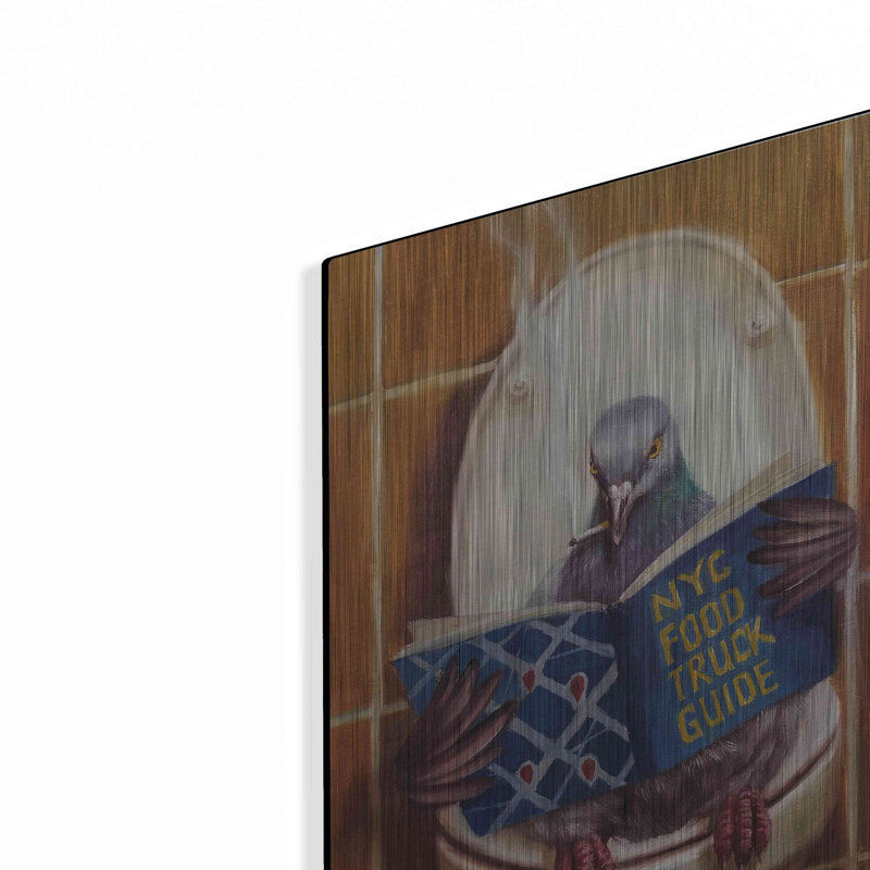 Tabouret pigeon par Lucia Heffernan - peinture sur métal sans cadre, H 16 po x l 12 po x P 0,13 po