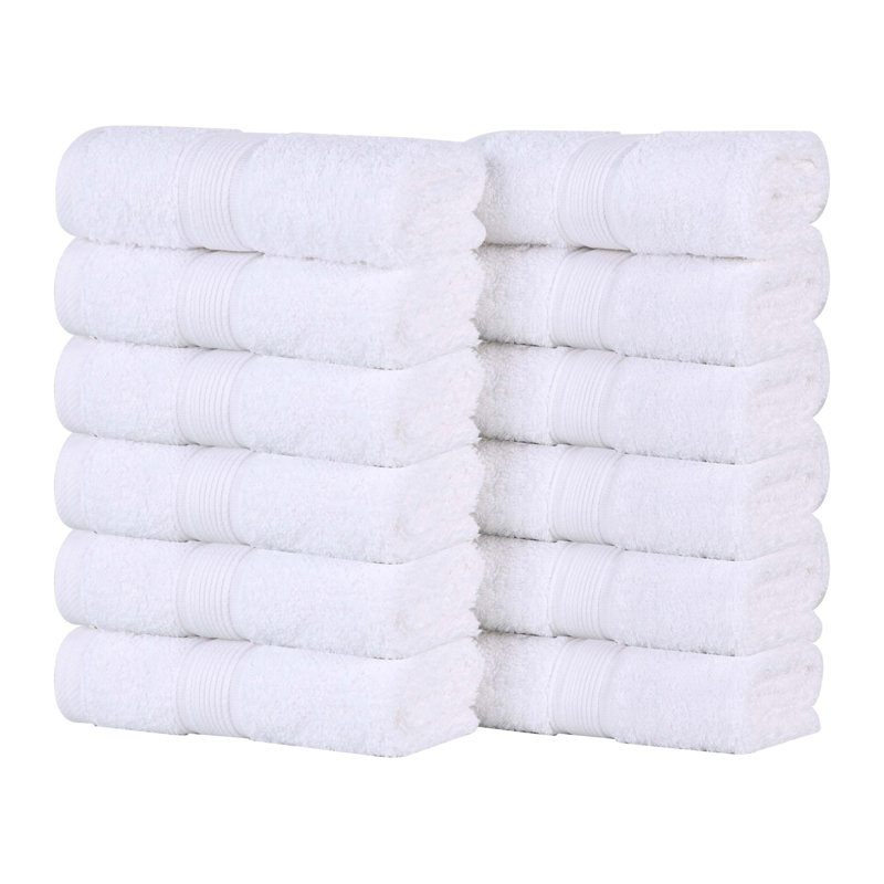 Ensemble de serviettes en coton biologique Lyndon, Blanc, Ensemble de 12 débarbouillettes